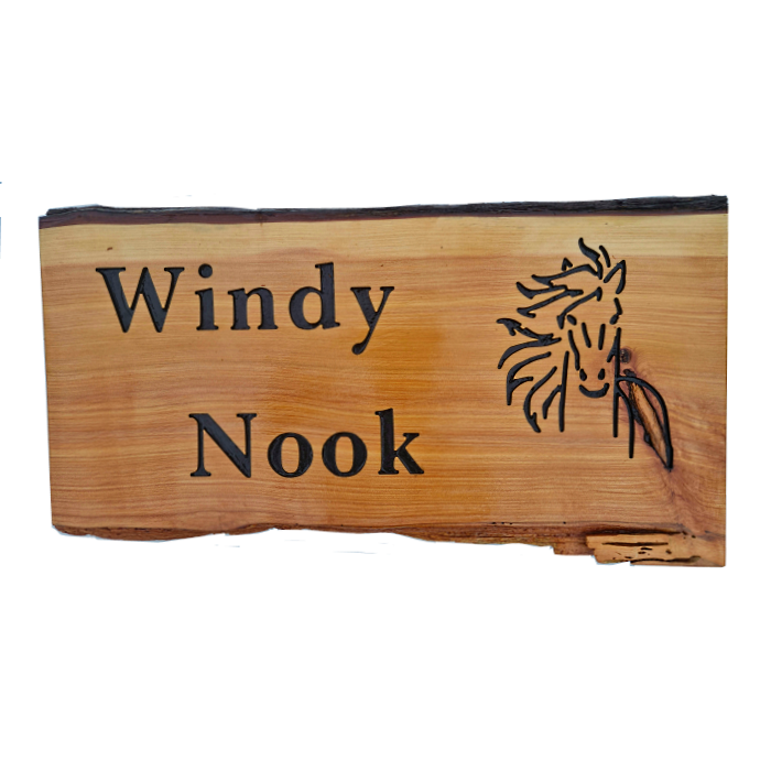 Macrocarpa Sign - Windy Nook
