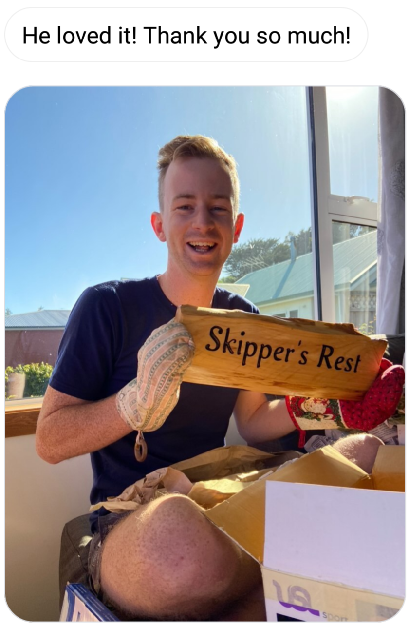 Macrocarpa Sign - Skipper's Rest