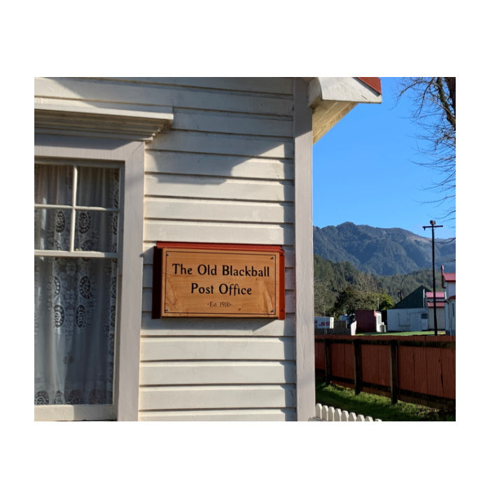 Macrocarpa Sign - The Old Blackball Post Office